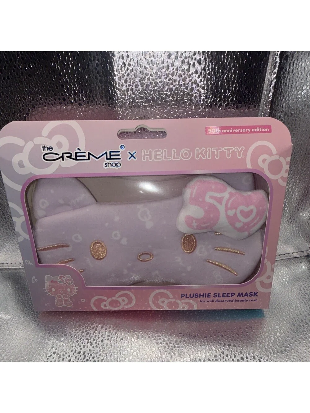 Crème Shop x Hello Kitty 50th Anniversary Plush Sleep Mask Purple/Pink